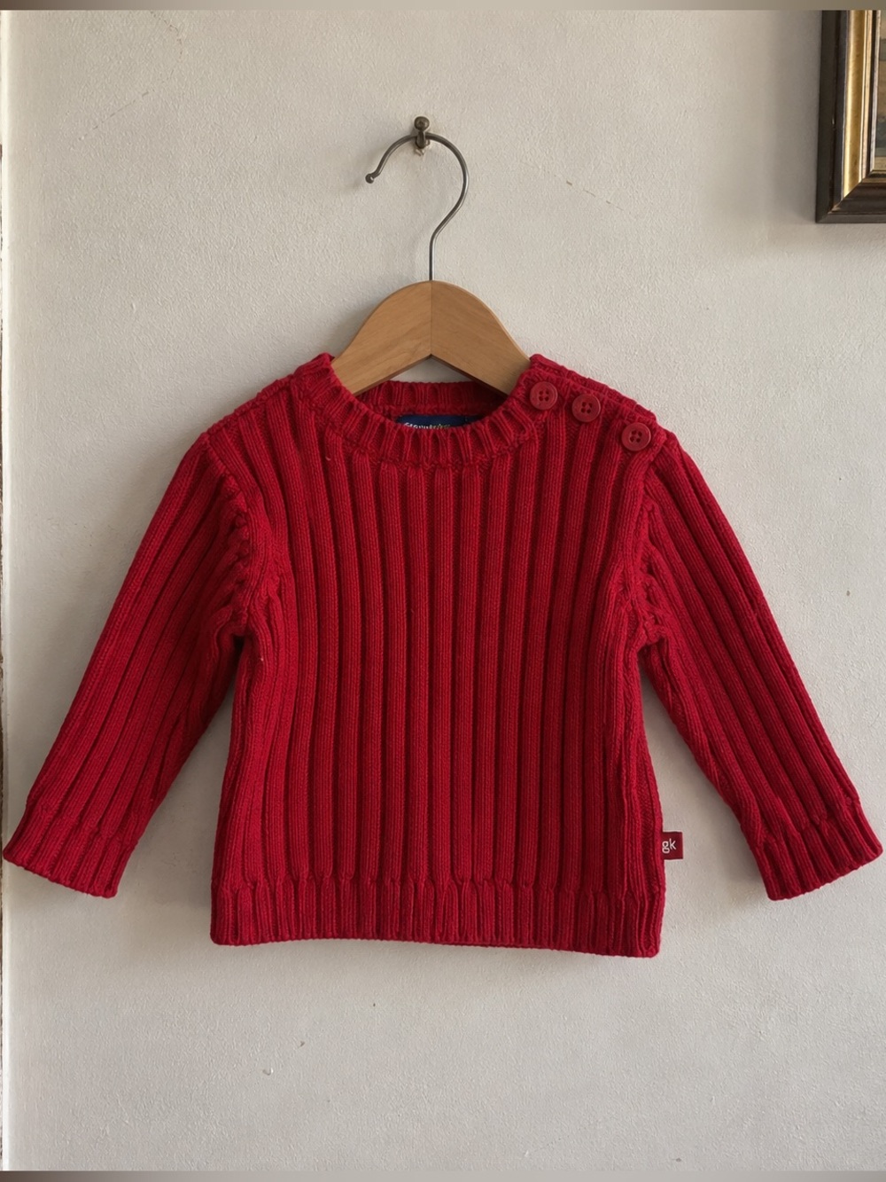 Y2K Oshkosh Red Knit Button Collar Infant Sweater Size 18m